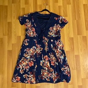Torrid Lace Up Dress - Floral, Navy